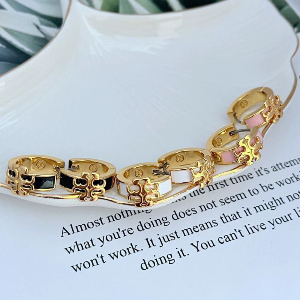 Tory Burch Gold Plated Letter Earrings